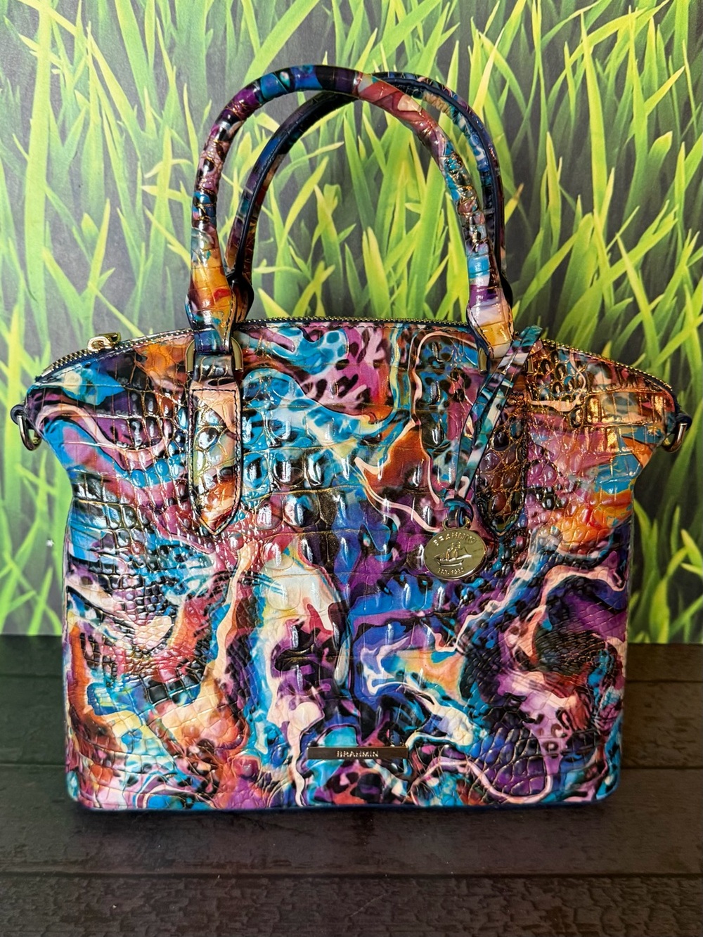 Brahmin Euphoria Duxbury Satchel Animal Colorful Print Leather NWT - Picture 8 of 13